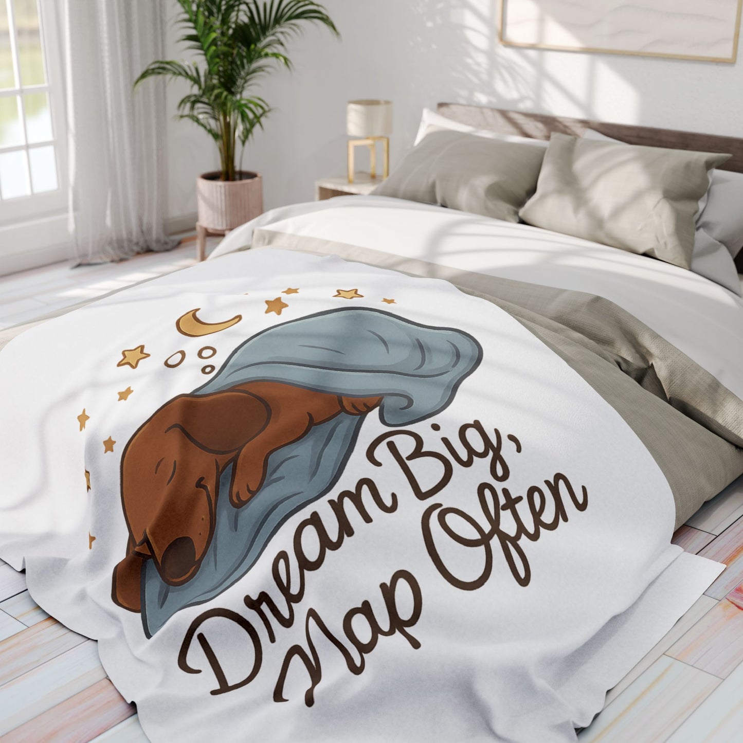 Dream Big Nap Often Dog Fleece Blanket, Cozy Pet Blanket