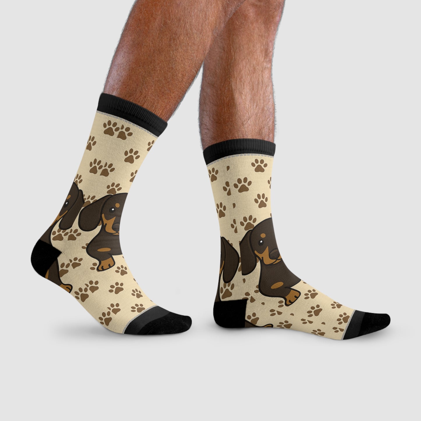 Dachshund Paw Print Crew Socks, Fun Animal Socks