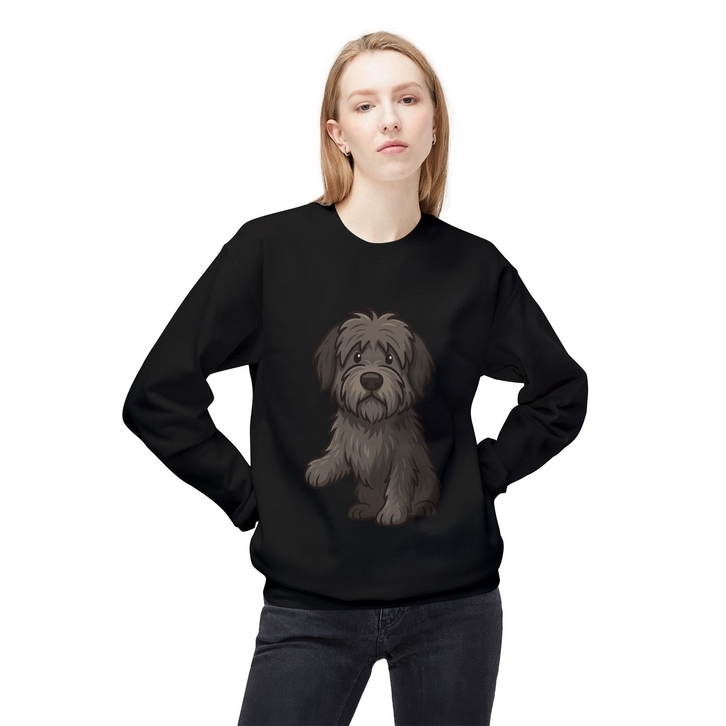 Cute Black Sheepdog Sweatshirt — Cozy Crewneck for Dog Lovers