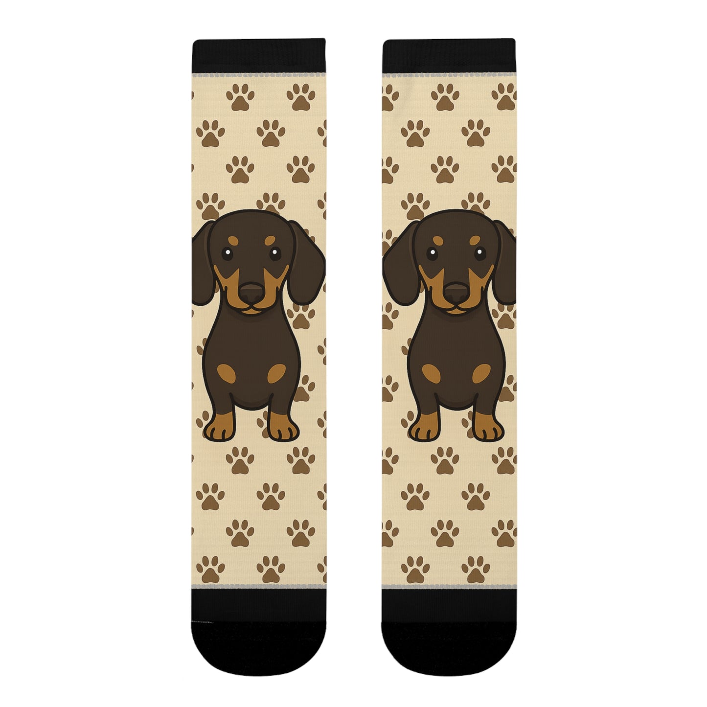 Dachshund Paw Print Crew Socks, Fun Animal Socks