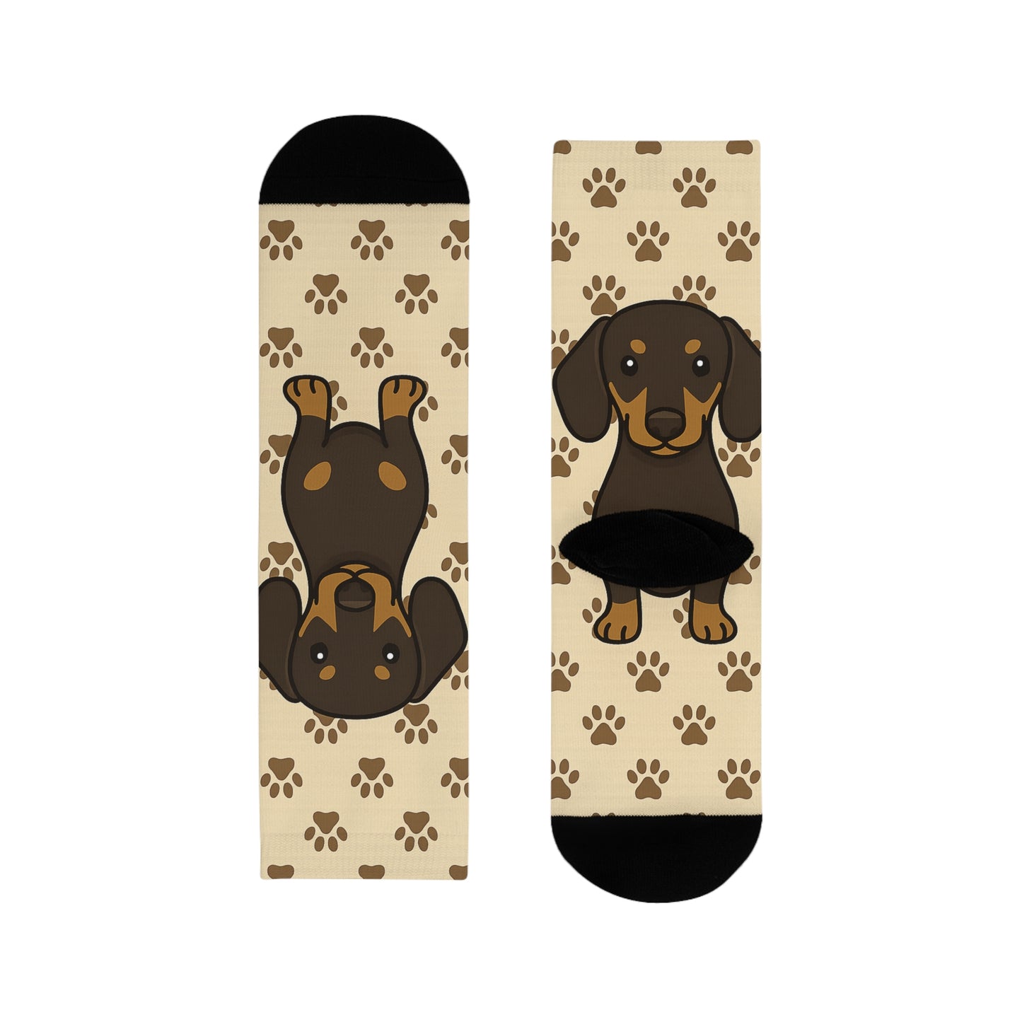 Dachshund Paw Print Crew Socks, Fun Animal Socks