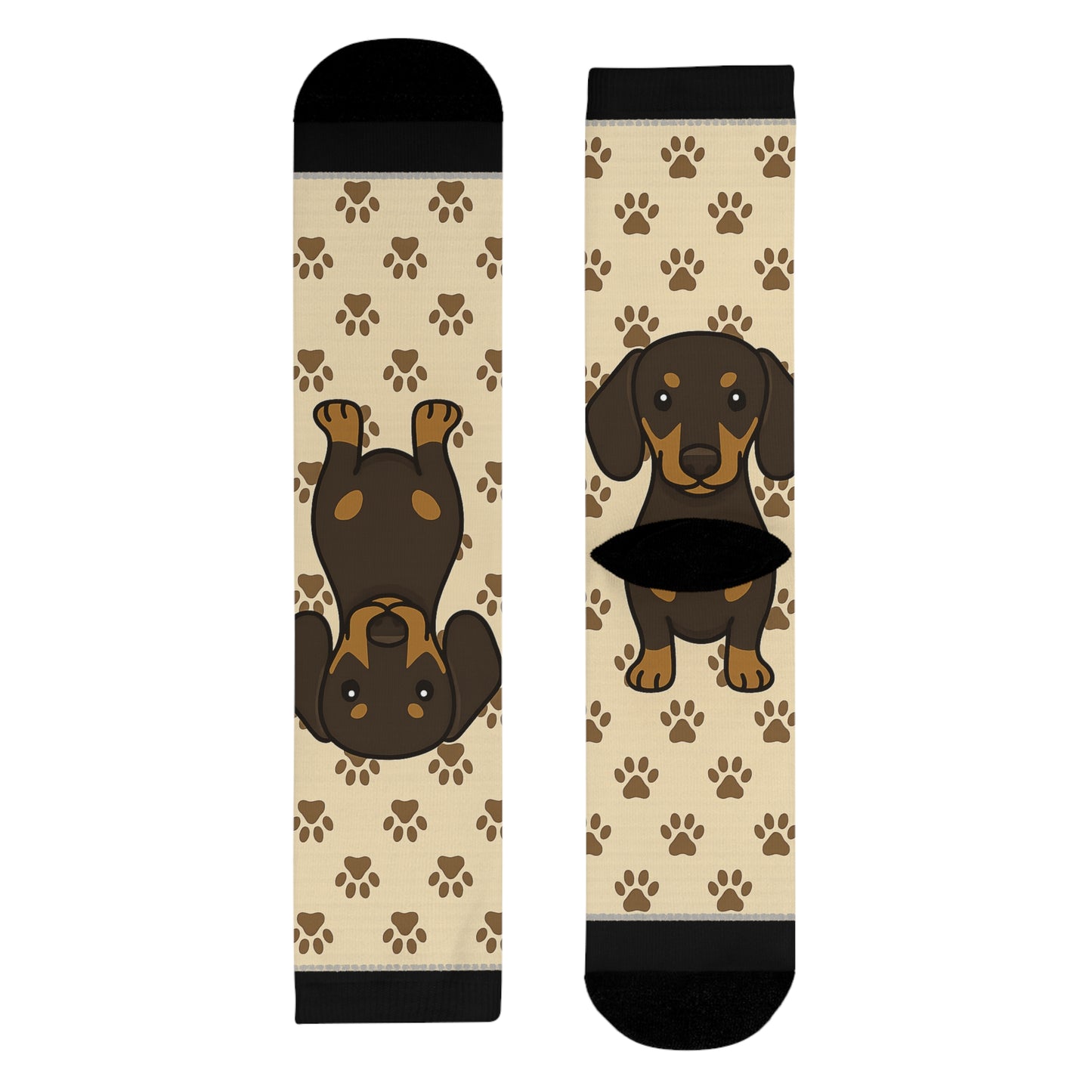 Dachshund Paw Print Crew Socks, Fun Animal Socks