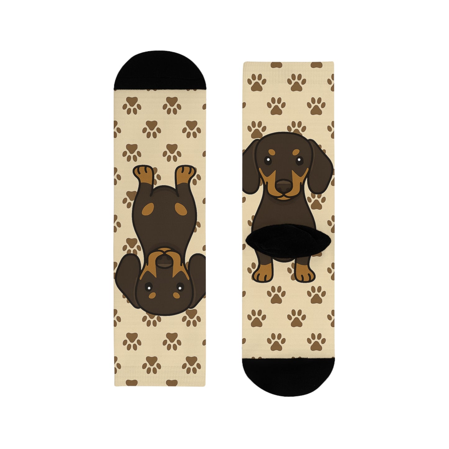 Dachshund Paw Print Crew Socks, Fun Animal Socks