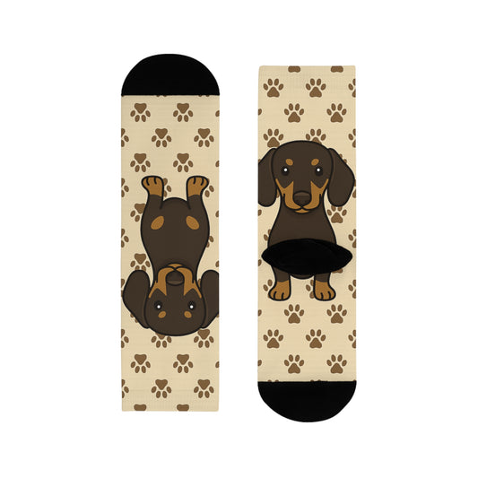 Dachshund Paw Print Crew Socks, Fun Animal Socks