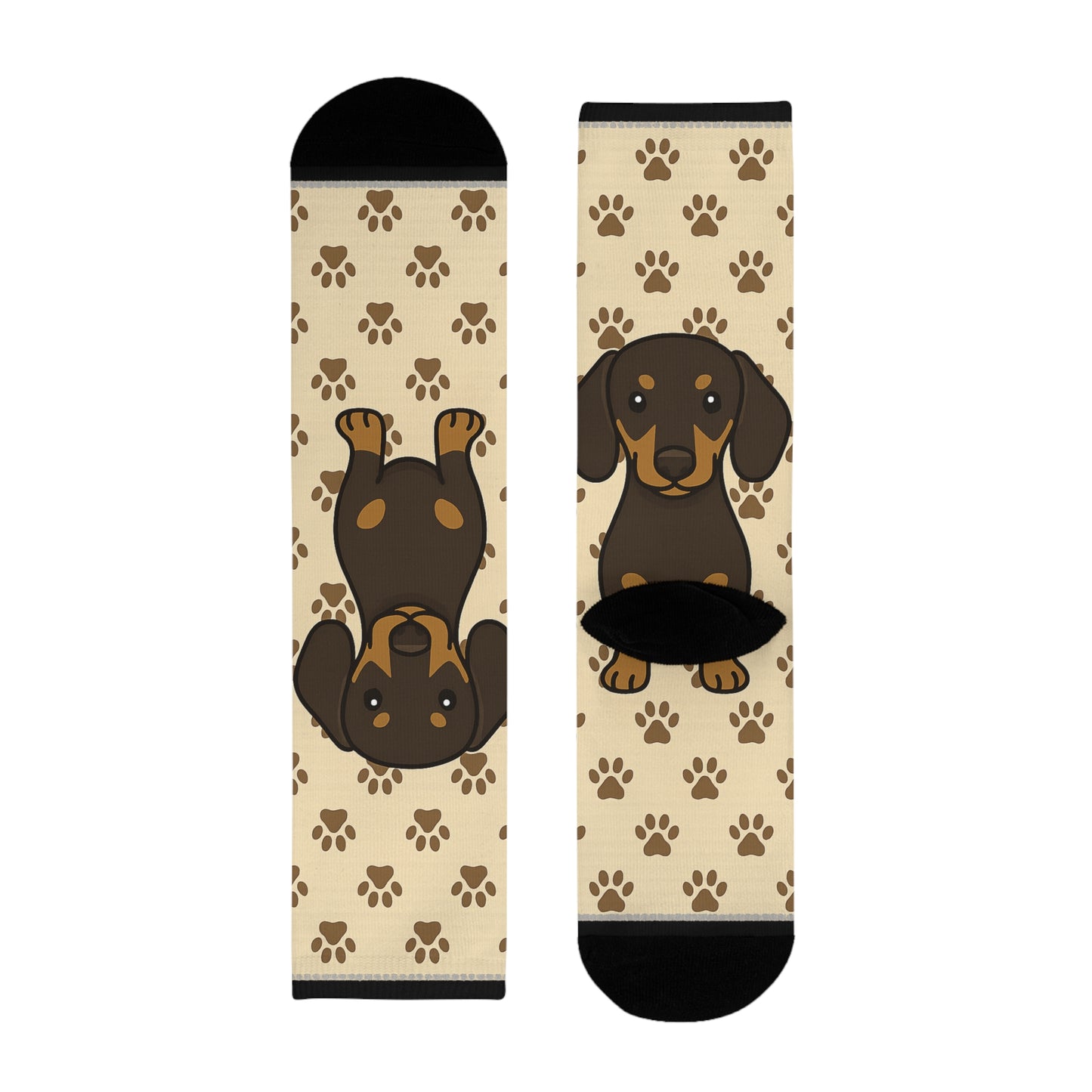 Dachshund Paw Print Crew Socks, Fun Animal Socks