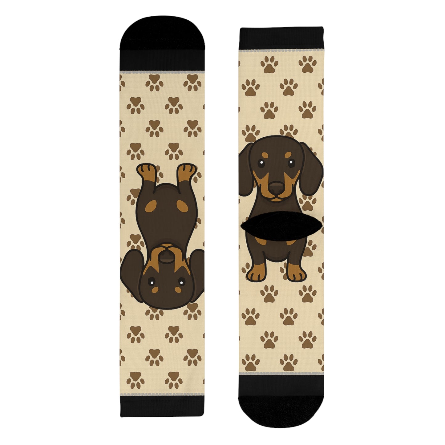 Dachshund Paw Print Crew Socks, Fun Animal Socks