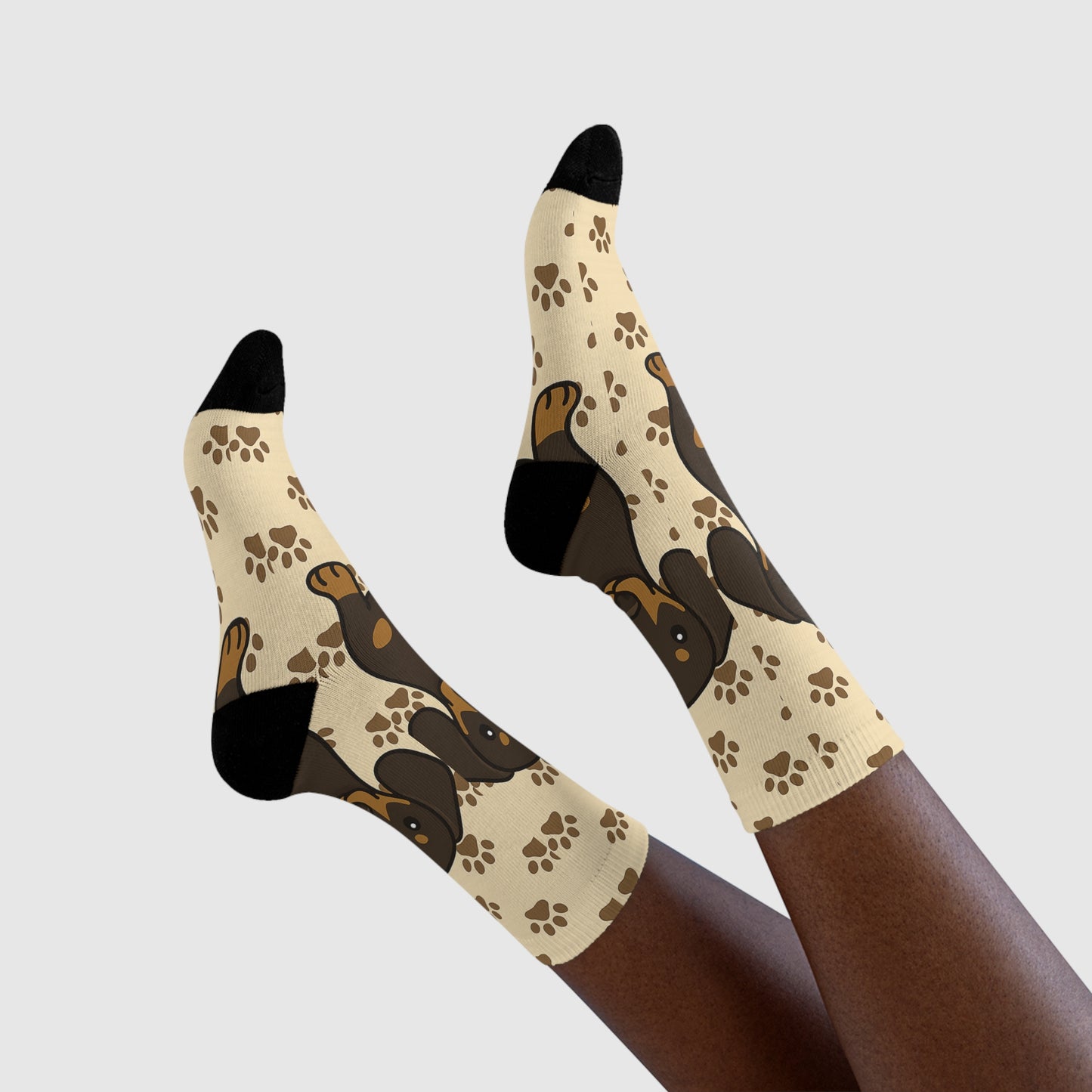 Dachshund Paw Print Crew Socks, Fun Animal Socks