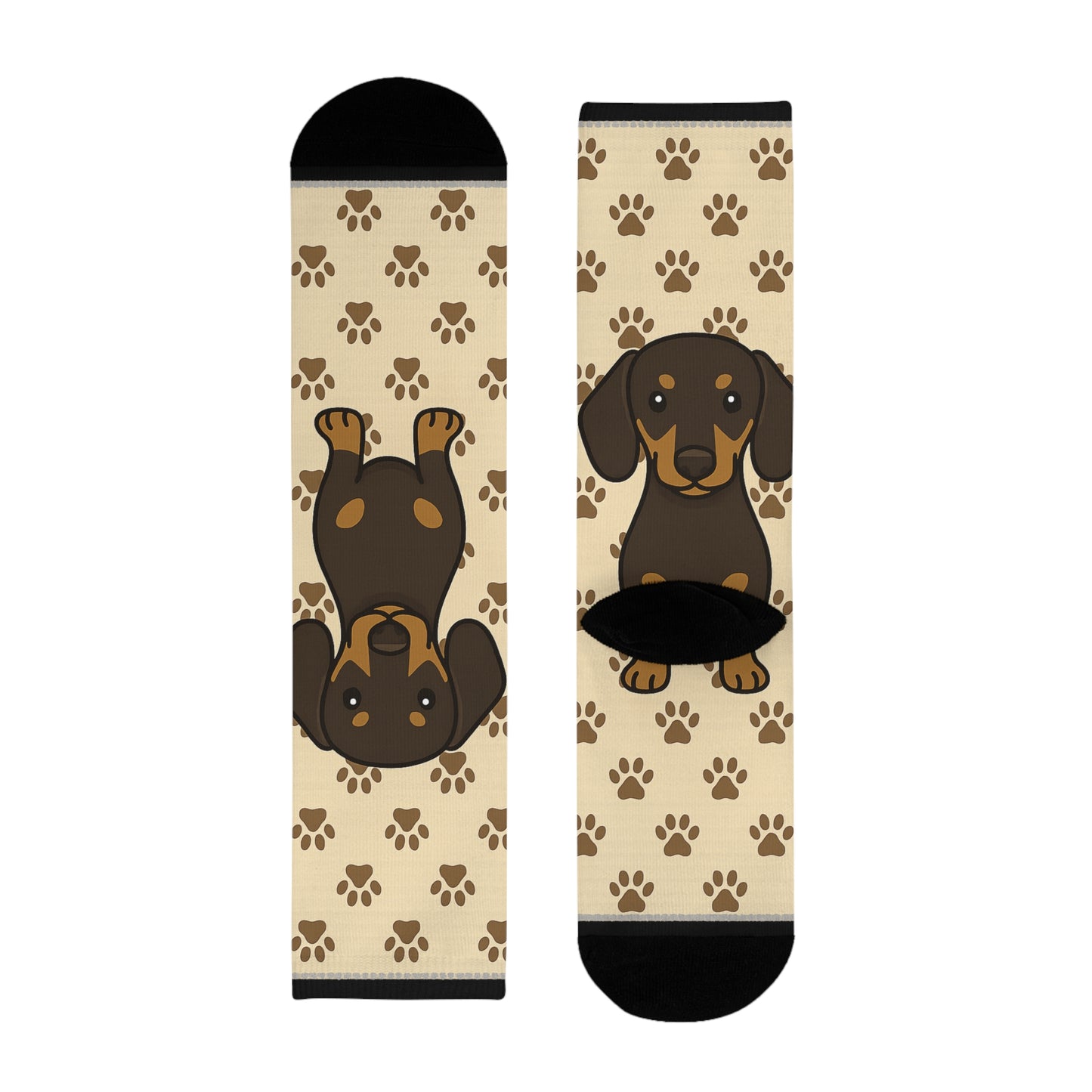 Dachshund Paw Print Crew Socks, Fun Animal Socks