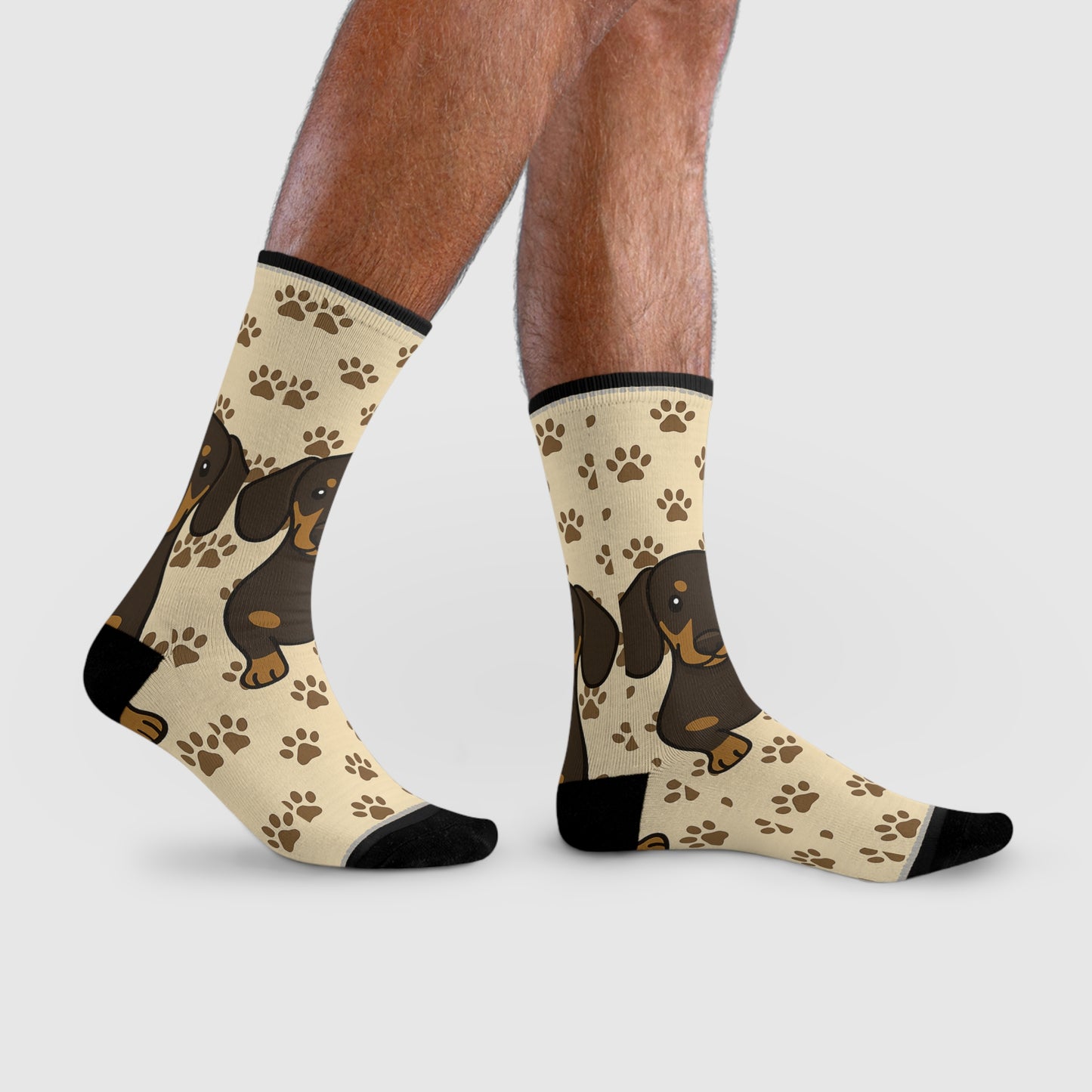Dachshund Paw Print Crew Socks, Fun Animal Socks